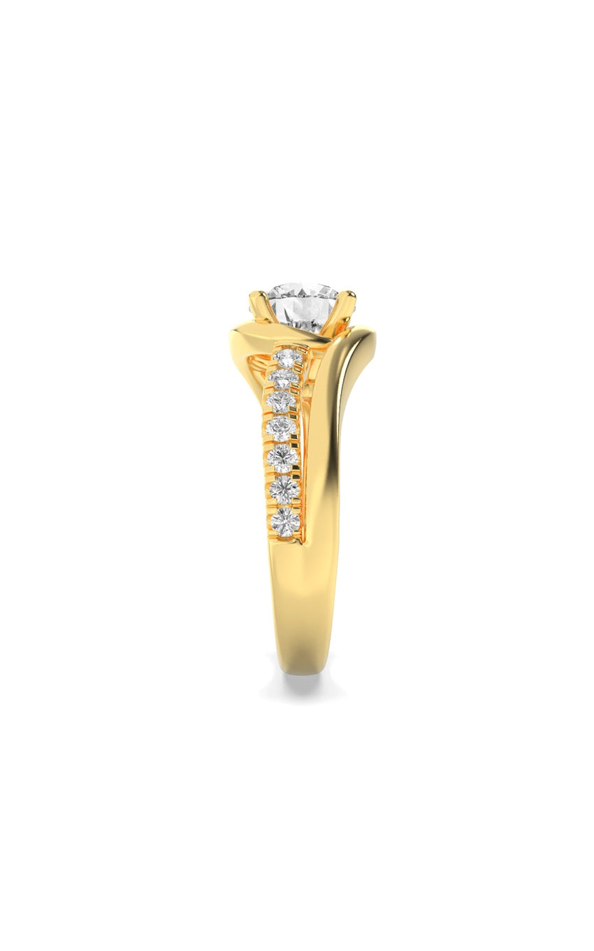 2Cttw Round Shaped Lab Grown Diamond (G/VS) SwirlShank Accented Engagement Ring in 14K Gold