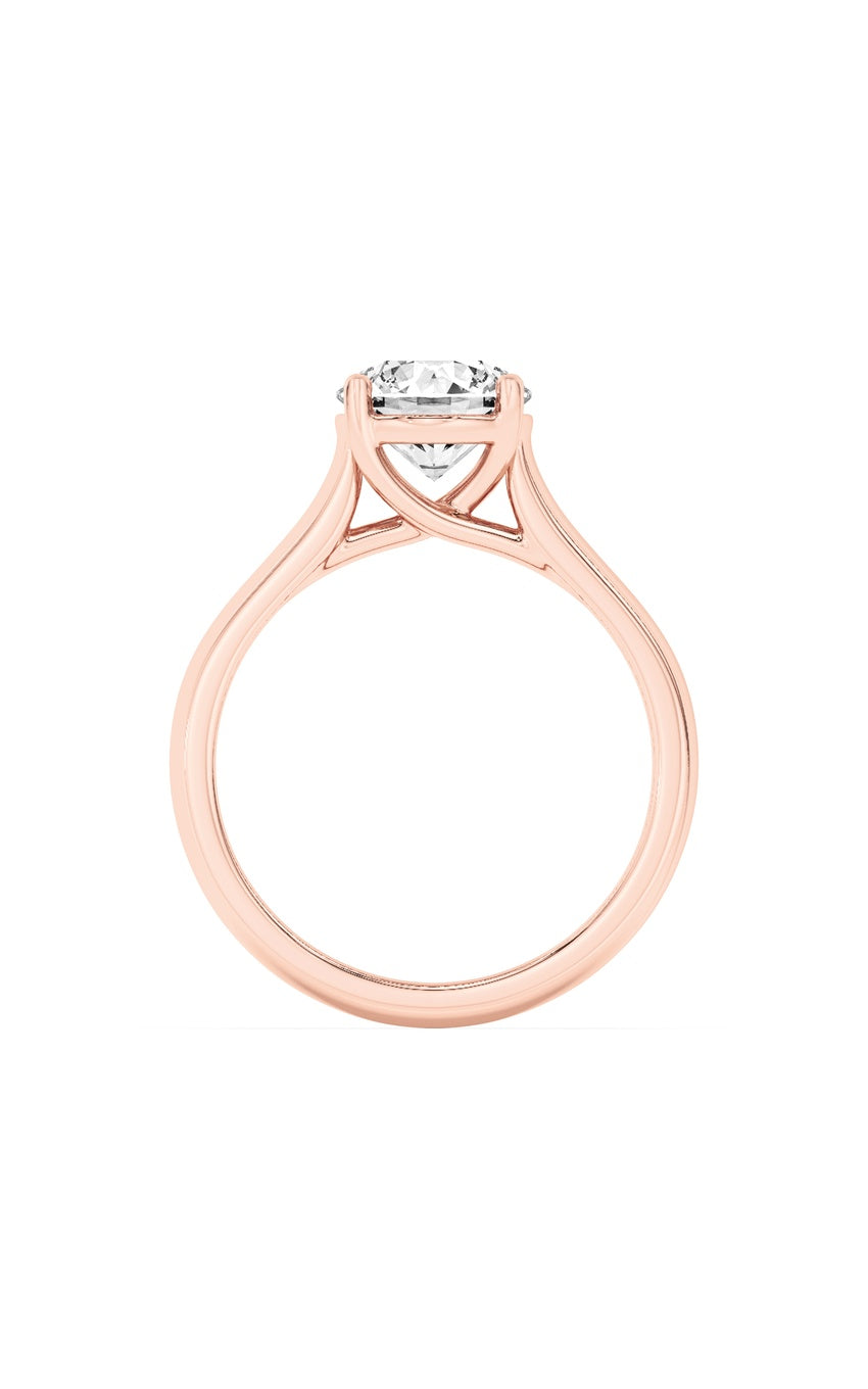 1Cttw Round Shaped Lab Grown Diamond (F/VS) PlainCathedral Trellis Shank Solitaire Engagement Ringin 14K Gold