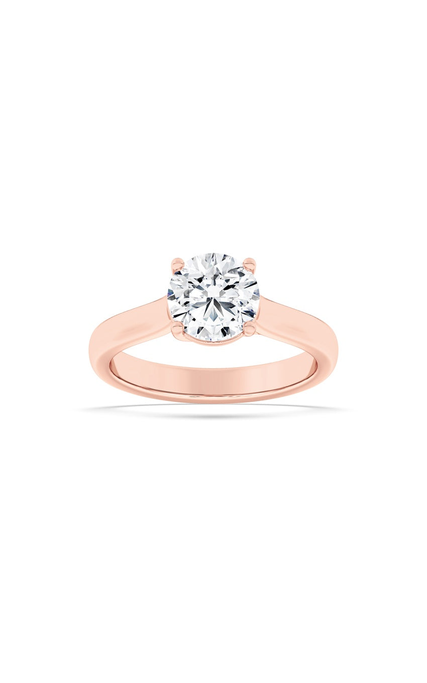 2Cttw Round Shaped Lab Grown Diamond (F/VS) PlainCathedral Trellis Shank Solitaire Engagement Ringin 14K Gold