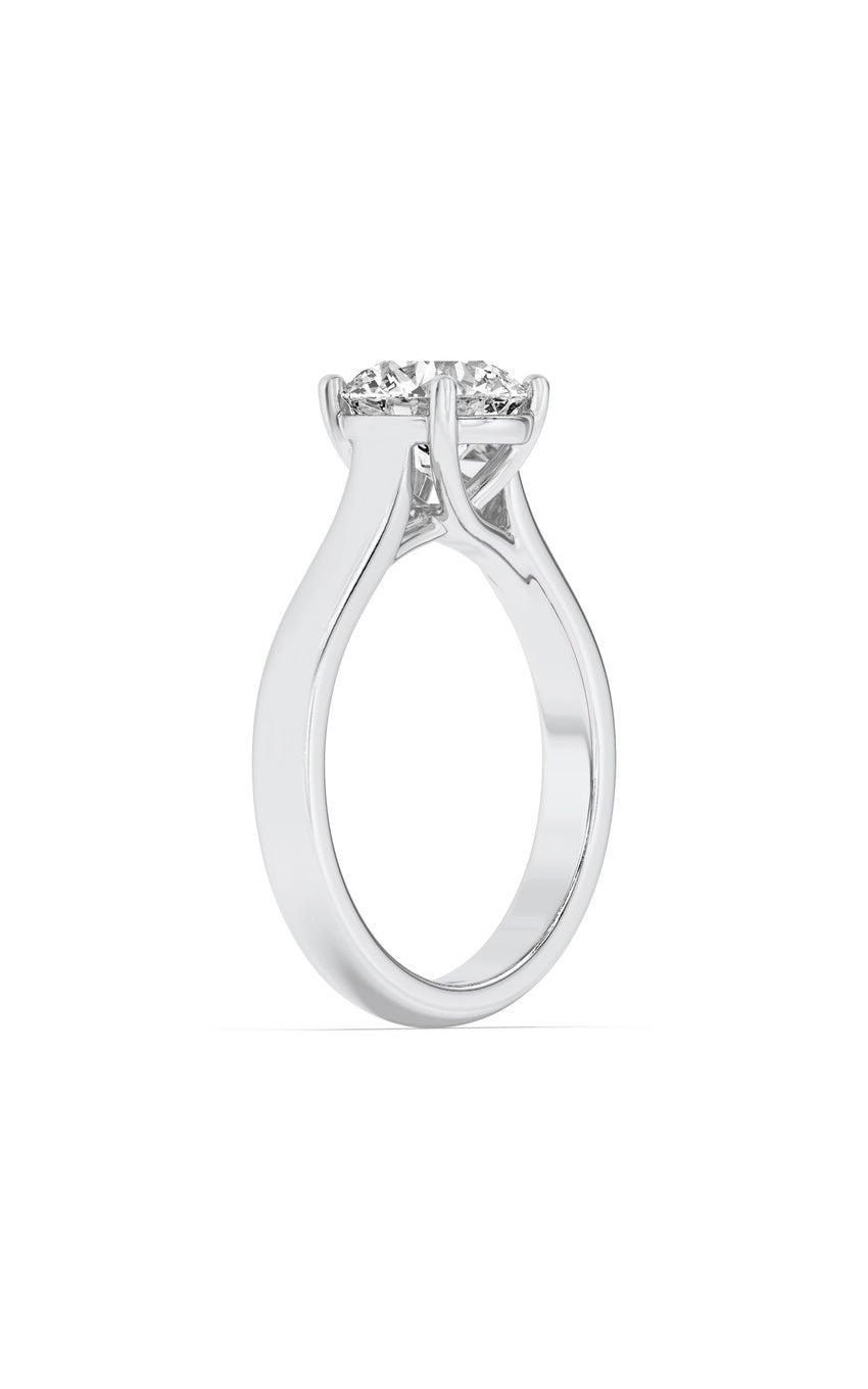 3Cttw Round Shaped Lab Grown Diamond (F/VS) PlainCathedral Trellis Shank Solitaire Engagement Ringin 14K Gold