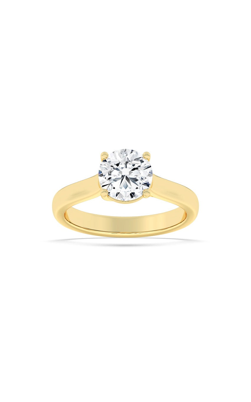 3Cttw Round Shaped Lab Grown Diamond (F/VS) PlainCathedral Trellis Shank Solitaire Engagement Ringin 14K Gold
