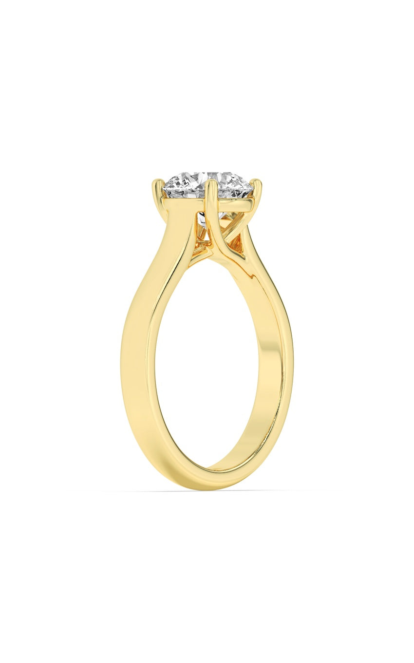 3Cttw Round Shaped Lab Grown Diamond (F/VS) PlainCathedral Trellis Shank Solitaire Engagement Ringin 14K Gold