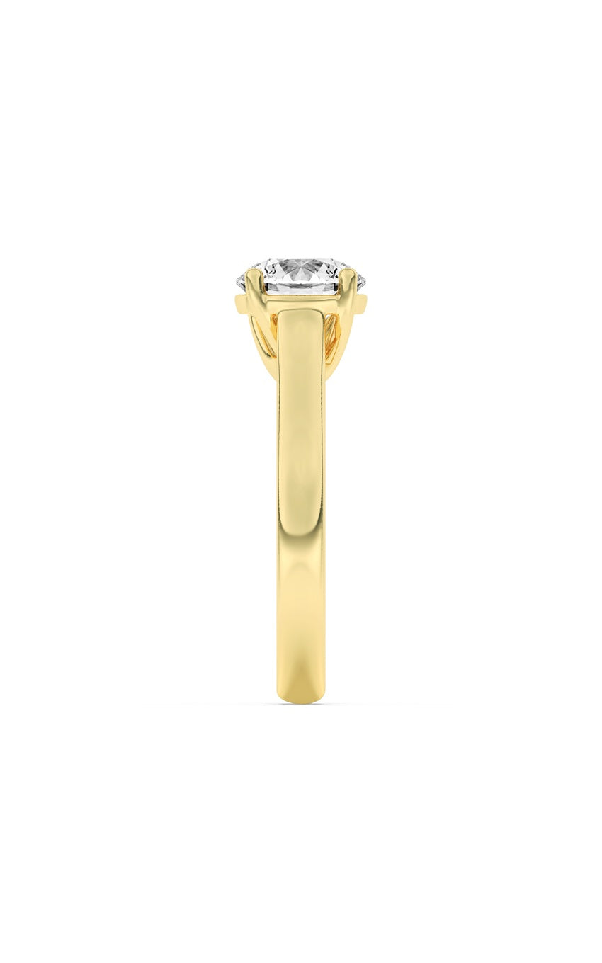 3Cttw Round Shaped Lab Grown Diamond (F/VS) PlainCathedral Trellis Shank Solitaire Engagement Ringin 14K Gold