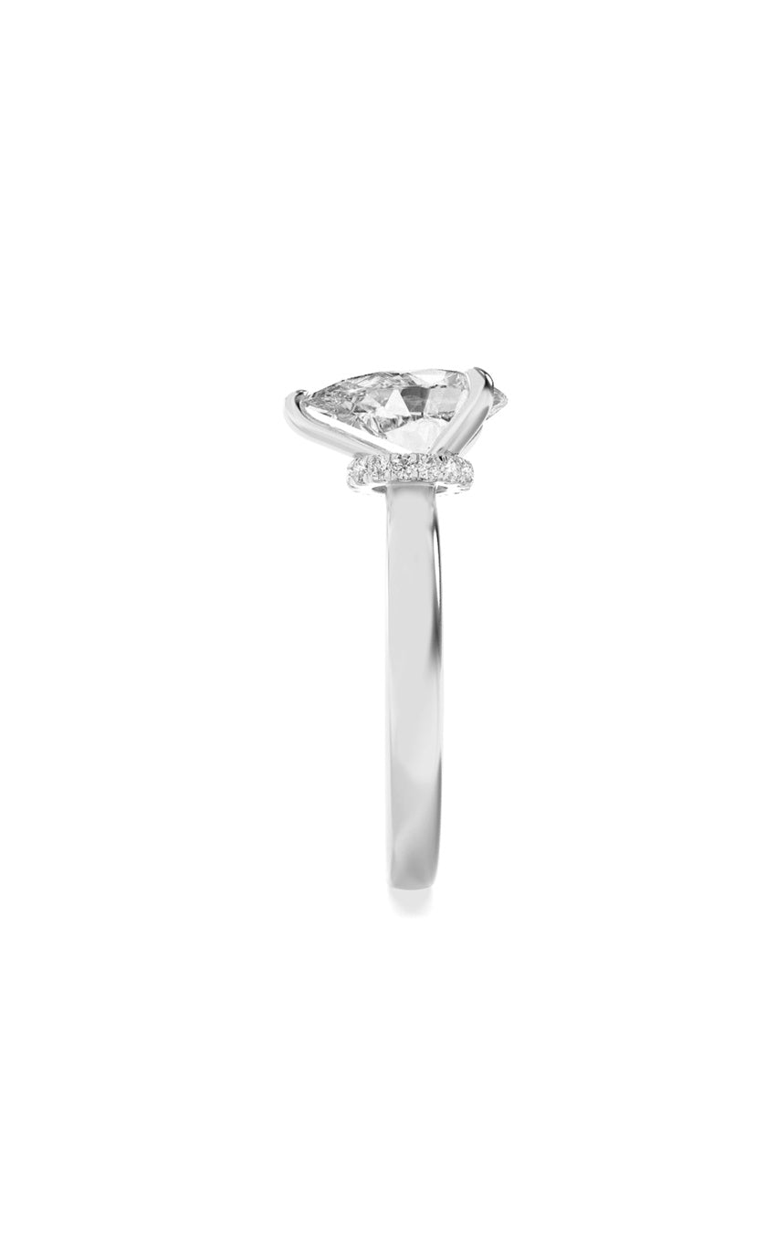 2Cttw Pear Shaped Lab Grown Diamond (F/VS) HiddenHalo Plain Shank Engagement Ring in 14K Gold