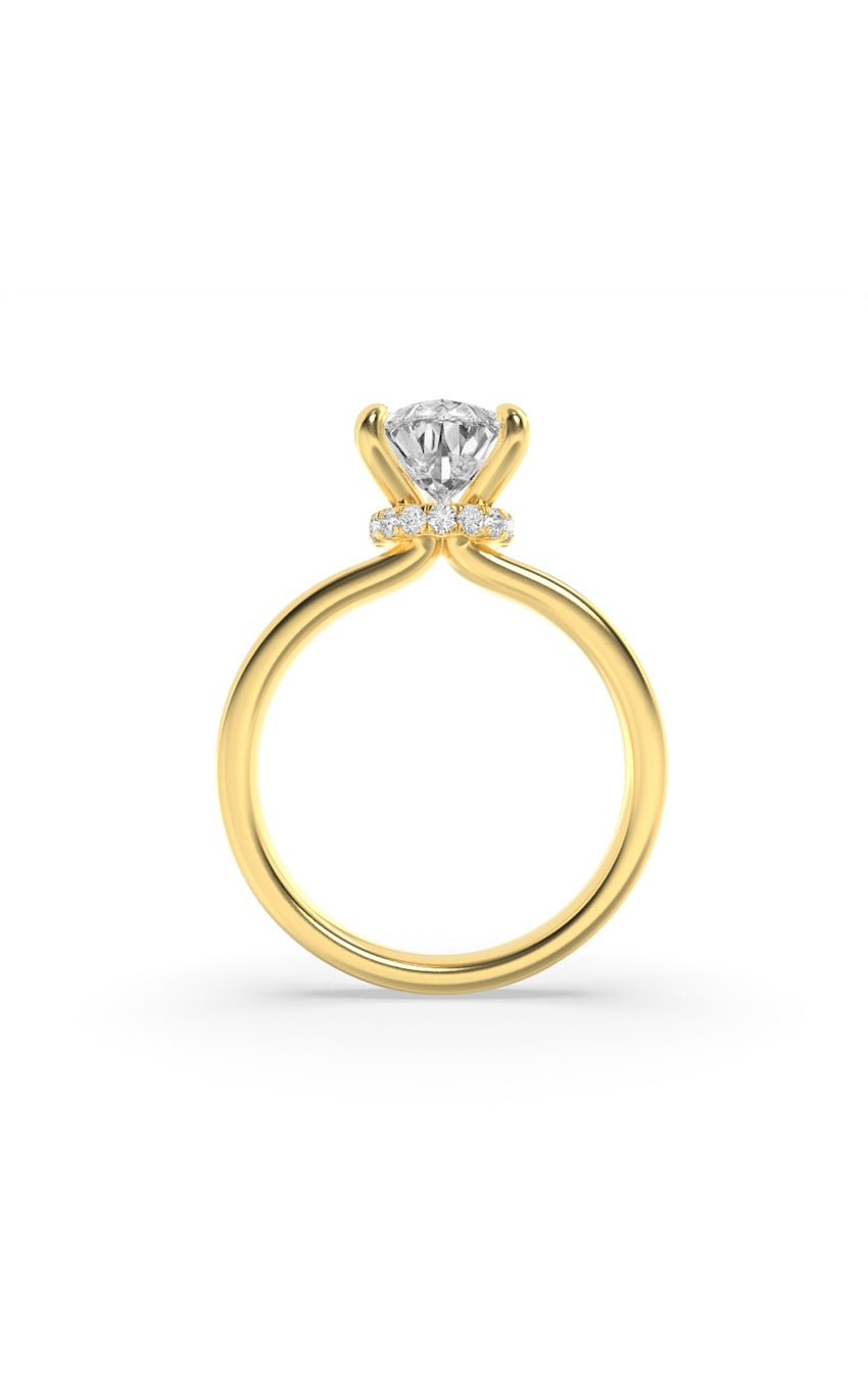 2Cttw Pear Shaped Lab Grown Diamond (F/VS) HiddenHalo Plain Shank Engagement Ring in 14K Gold