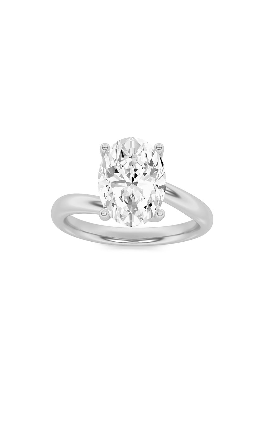 1Cttw Oval Shaped Lab Grown Diamond (F/VS) BypassShank Engagement Ring in 14K Gold