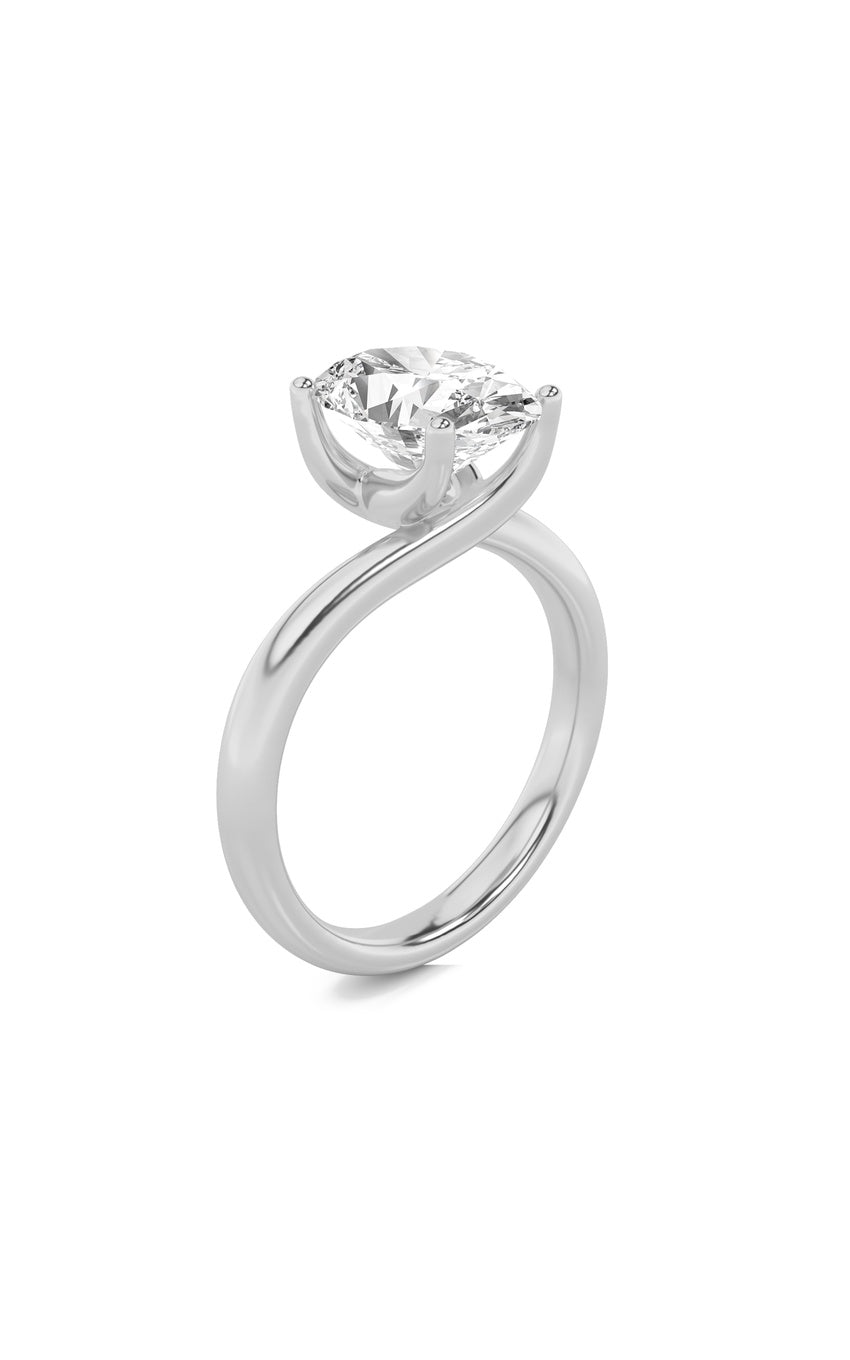 1Cttw Oval Shaped Lab Grown Diamond (F/VS) BypassShank Engagement Ring in 14K Gold