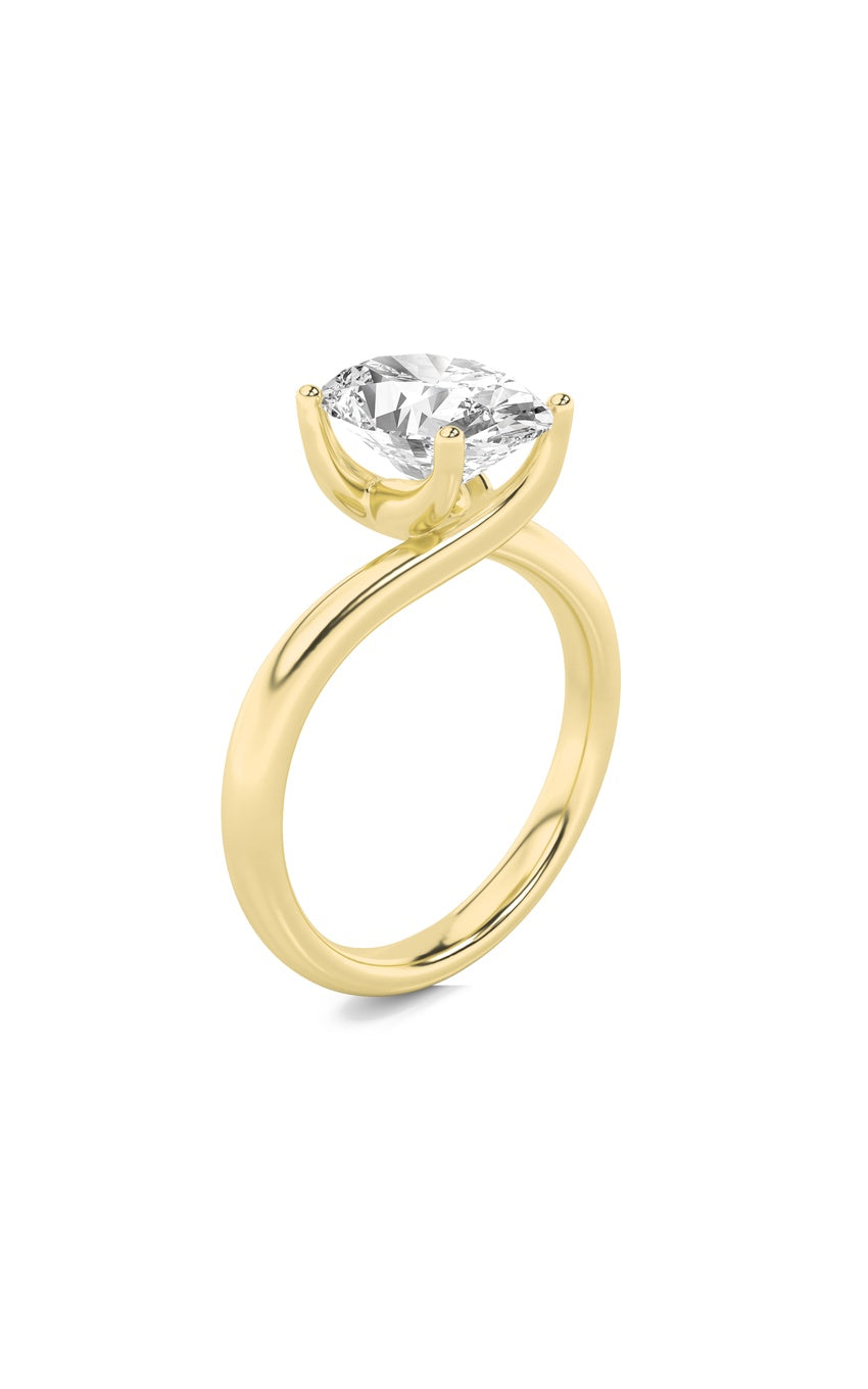1Cttw Oval Shaped Lab Grown Diamond (F/VS) BypassShank Engagement Ring in 14K Gold