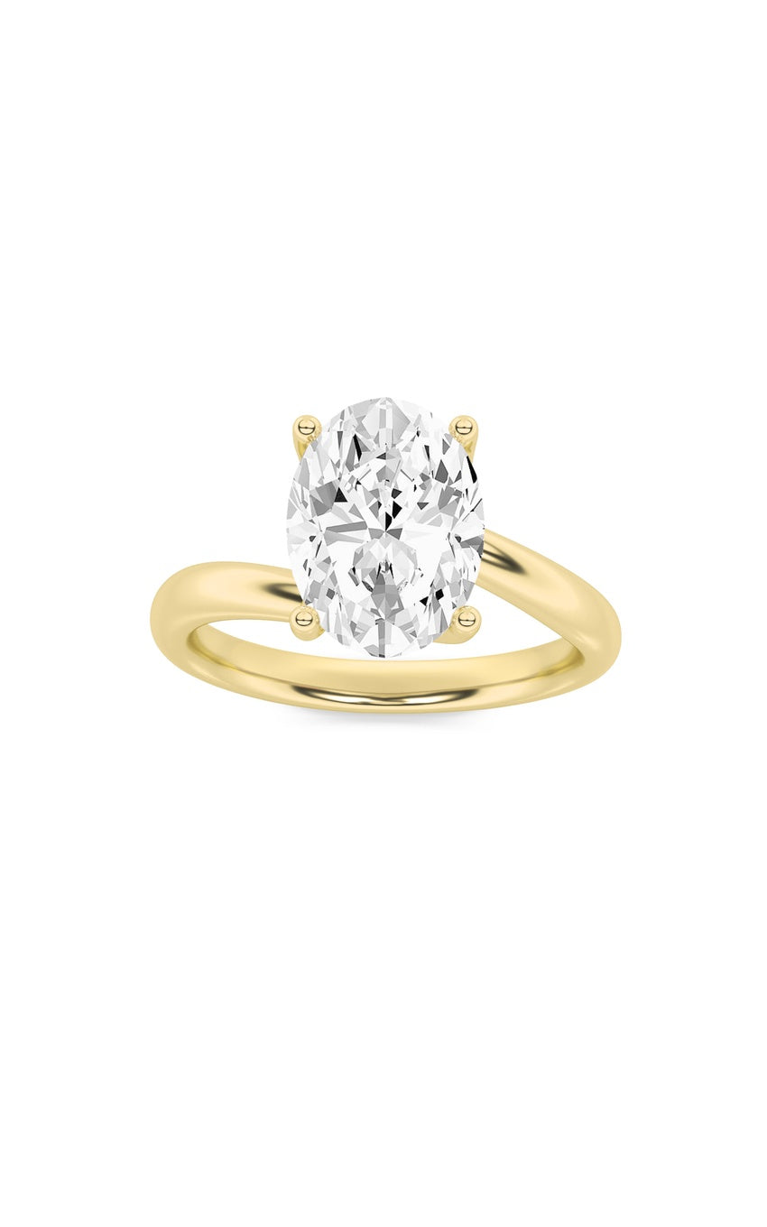 2Cttw Oval Shaped Lab Grown Diamond (F/VS) Bypass Shank Engagement Ring in 14K Gold