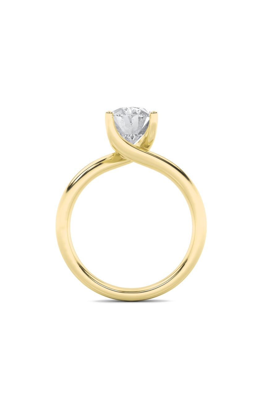 2Cttw Oval Shaped Lab Grown Diamond (F/VS) Bypass Shank Engagement Ring in 14K Gold