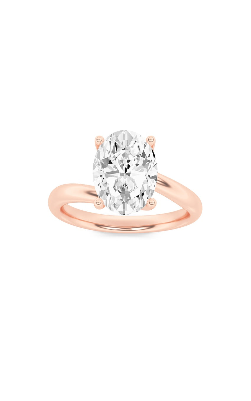2Cttw Oval Shaped Lab Grown Diamond (F/VS) Bypass Shank Engagement Ring in 14K Gold