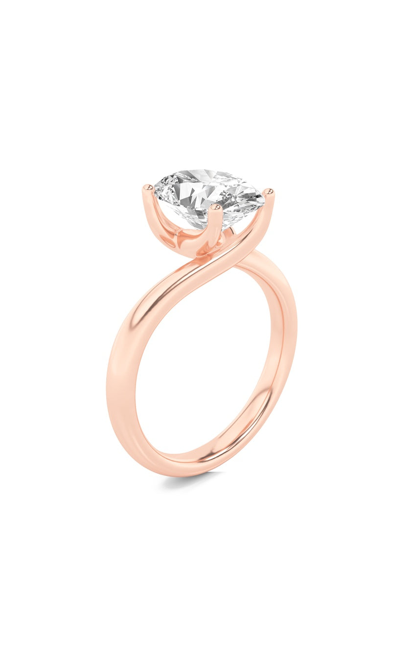 2Cttw Oval Shaped Lab Grown Diamond (F/VS) Bypass Shank Engagement Ring in 14K Gold