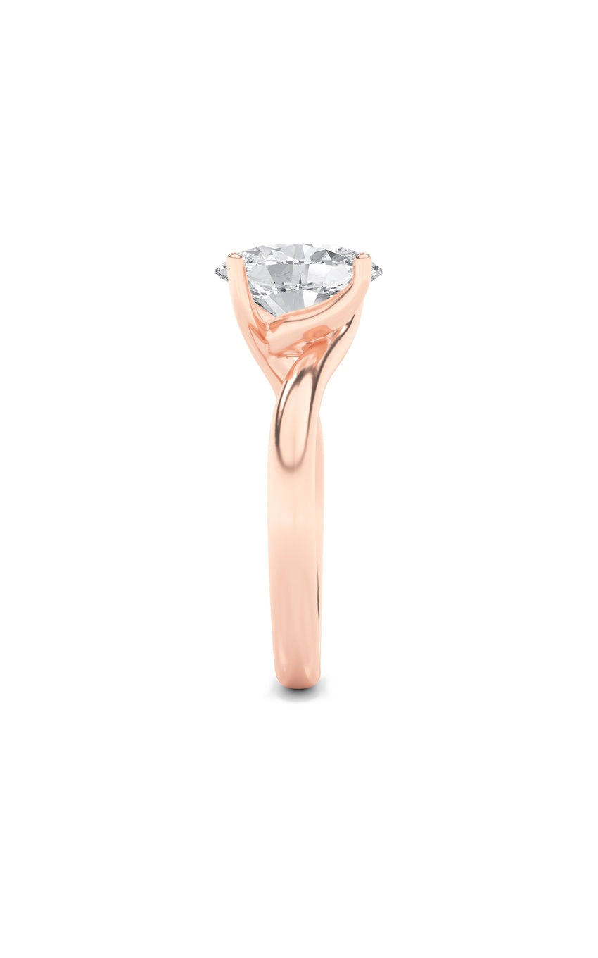 2Cttw Oval Shaped Lab Grown Diamond (F/VS) Bypass Shank Engagement Ring in 14K Gold
