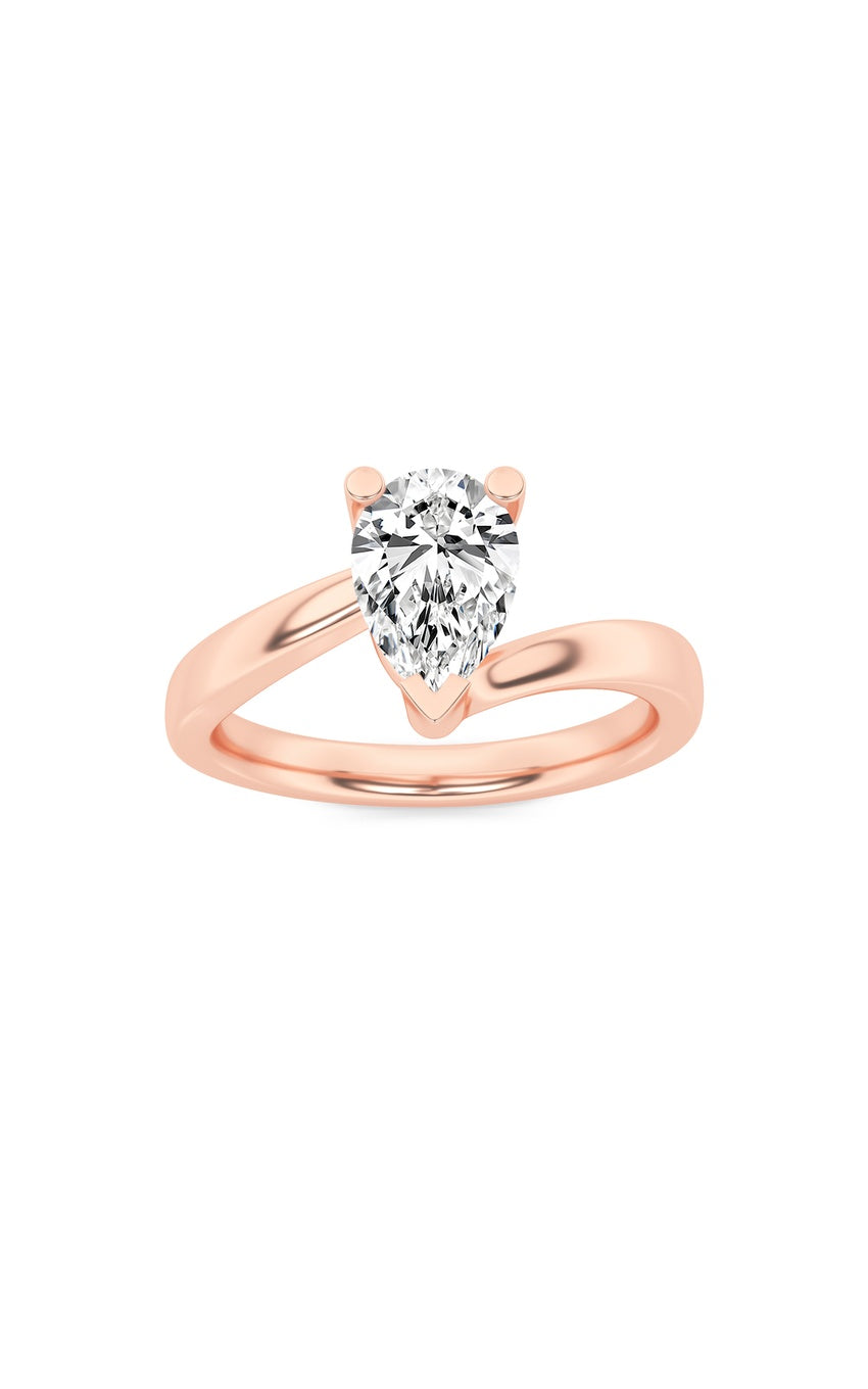 2Cttw Pear Shaped Lab Grown Diamond (F/VS) BypassShank Engagement Ring in 14K Gold