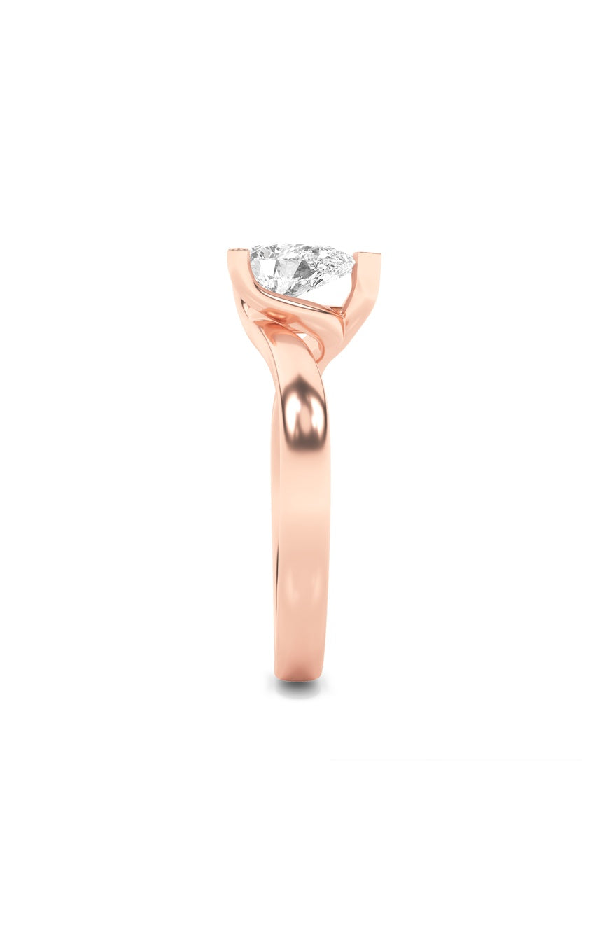 2Cttw Pear Shaped Lab Grown Diamond (F/VS) BypassShank Engagement Ring in 14K Gold