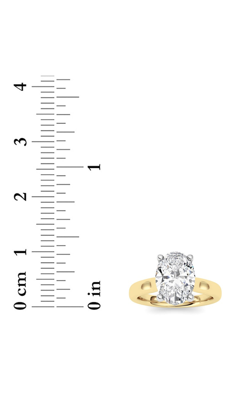 2Cttw Oval Shaped Lab Grown Diamond (F/VS) Hidden Halo Cathedral Shank Engagement Ring in 14K Gold
