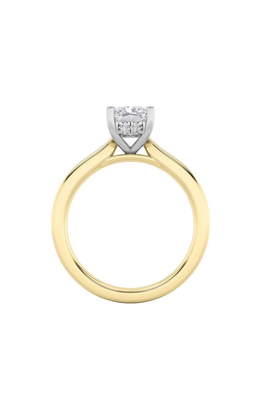 1.5Cttw Radiant Shaped Lab Grown Diamond (F/VVS) Hidden Halo Cathedral Shank Engagement Ring in 14KGold