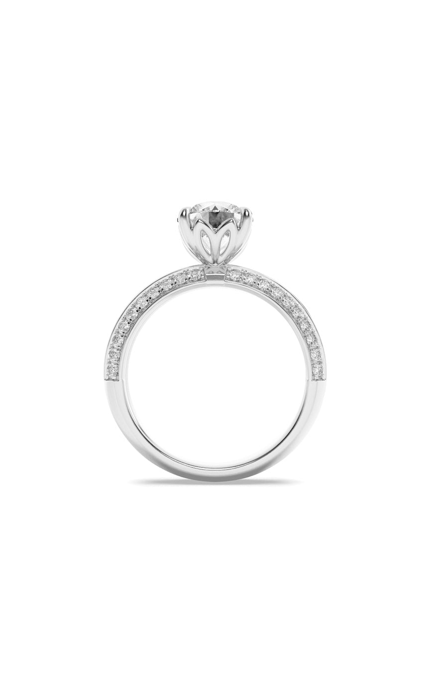 2Cttw Round Shaped Lab Grown Diamond (F/VS) MicroPave Knife Edge Accent Ring in 14K Gold