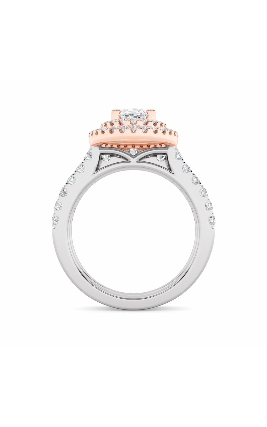 2Cttw Oval Shaped Lab Grown Diamond (F/VS) DoubleHalo Bridal Set Engagement Ring Set in 14K Gold