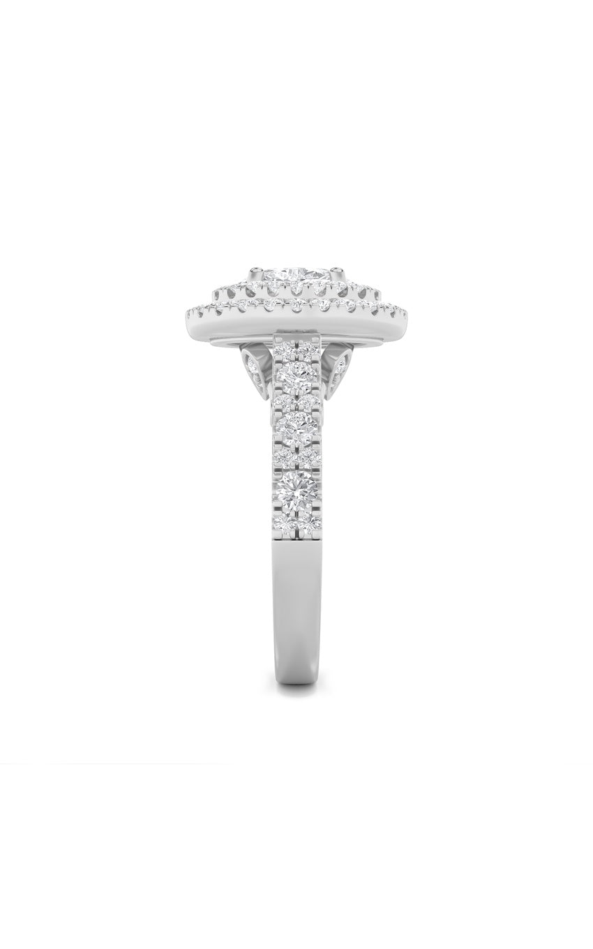 2Cttw Oval Shaped Lab Grown Diamond (F/VS) DoubleHalo Engagement Ring in 14K Gold