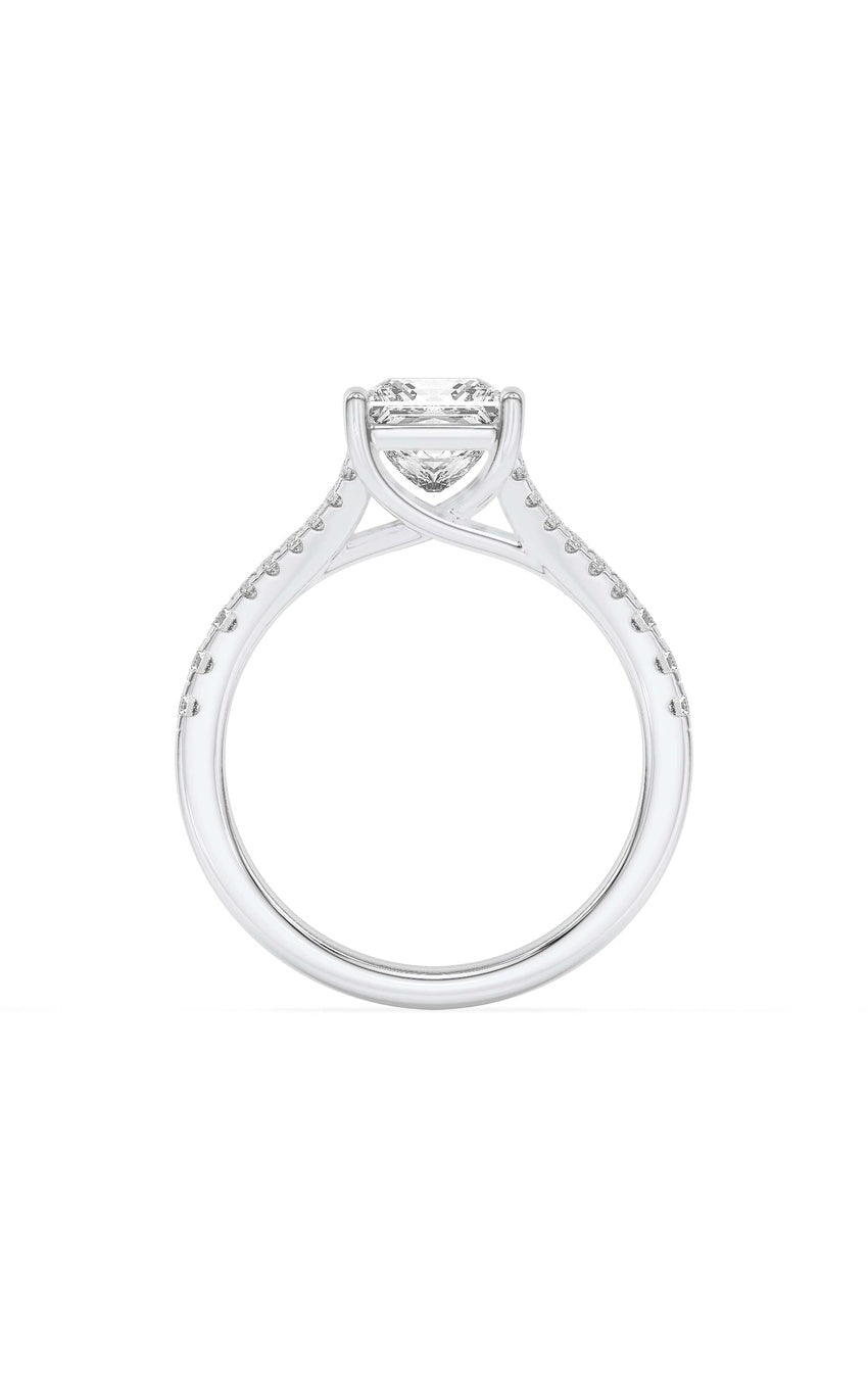2Cttw Princess Shaped Lab Grown Diamond (F/VS) Split Shank Trellis Engagement Ring in 14K Gold
