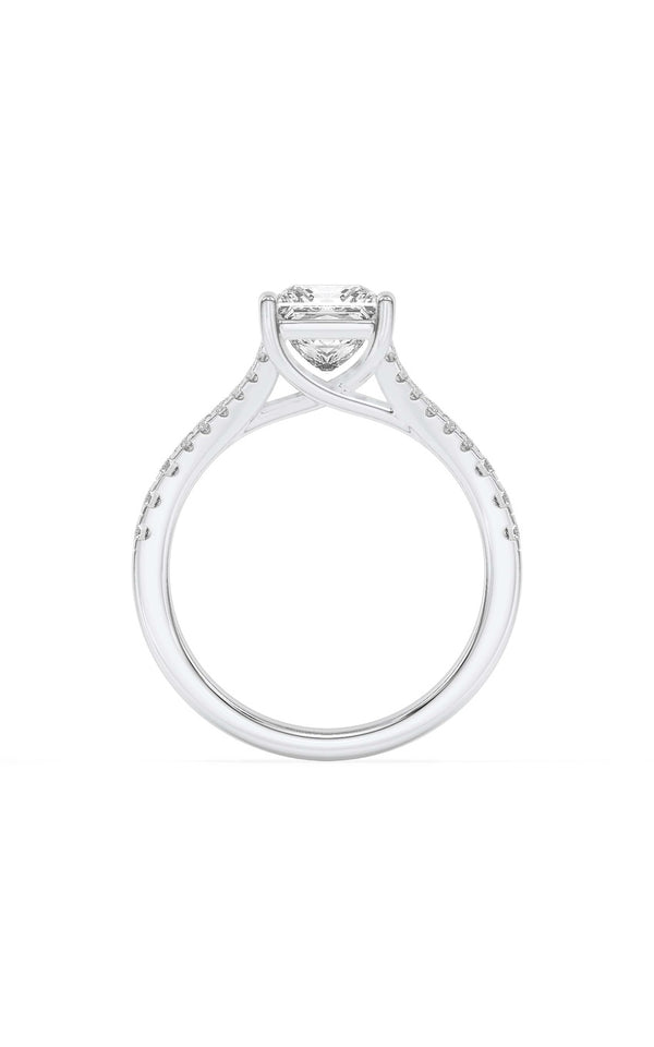 2Cttw Princess Shaped Lab Grown Diamond (F/VS) Split Shank Trellis Engagement Ring in 14K Gold