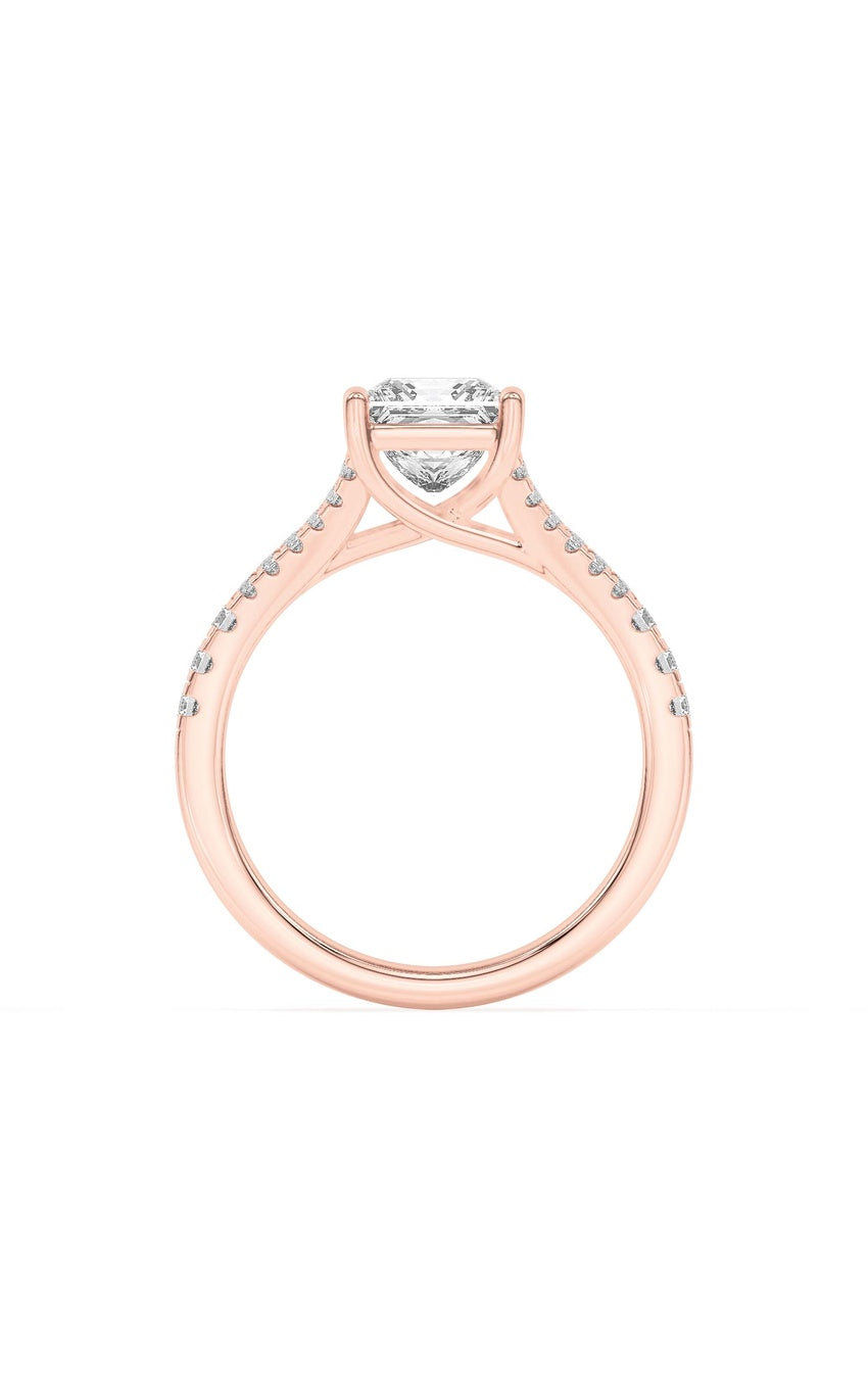 2Cttw Princess Shaped Lab Grown Diamond (F/VS) Split Shank Trellis Engagement Ring in 14K Gold