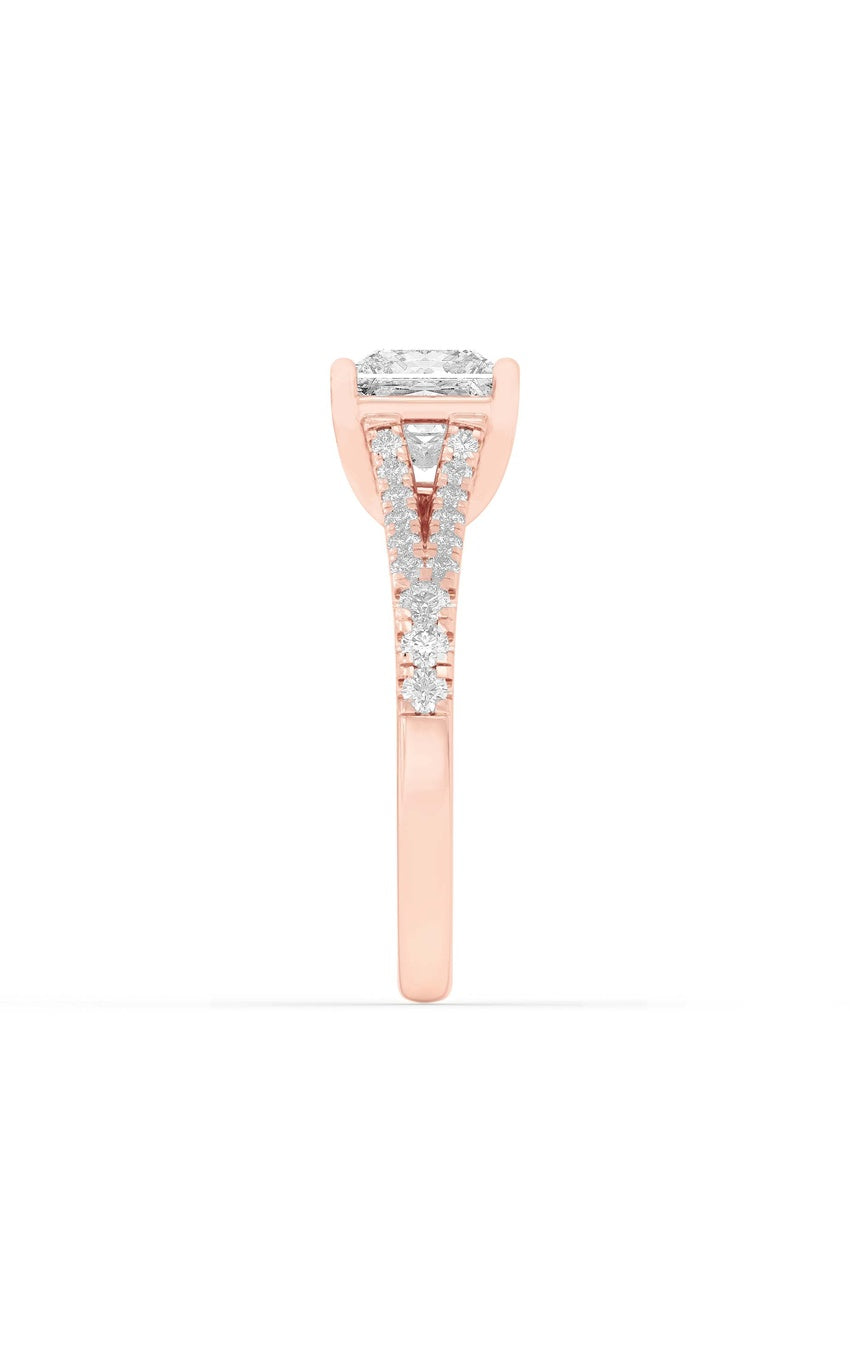2Cttw Princess Shaped Lab Grown Diamond (F/VS) Split Shank Trellis Engagement Ring in 14K Gold