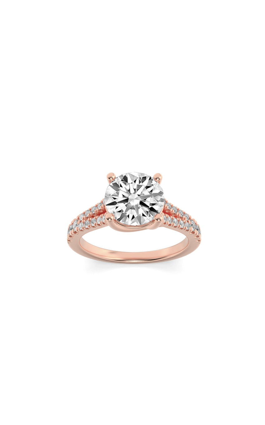 2Cttw Round Shaped Lab Grown Diamond (F/VS) SplitShank Trellis Engagement Ring in 14K Gold