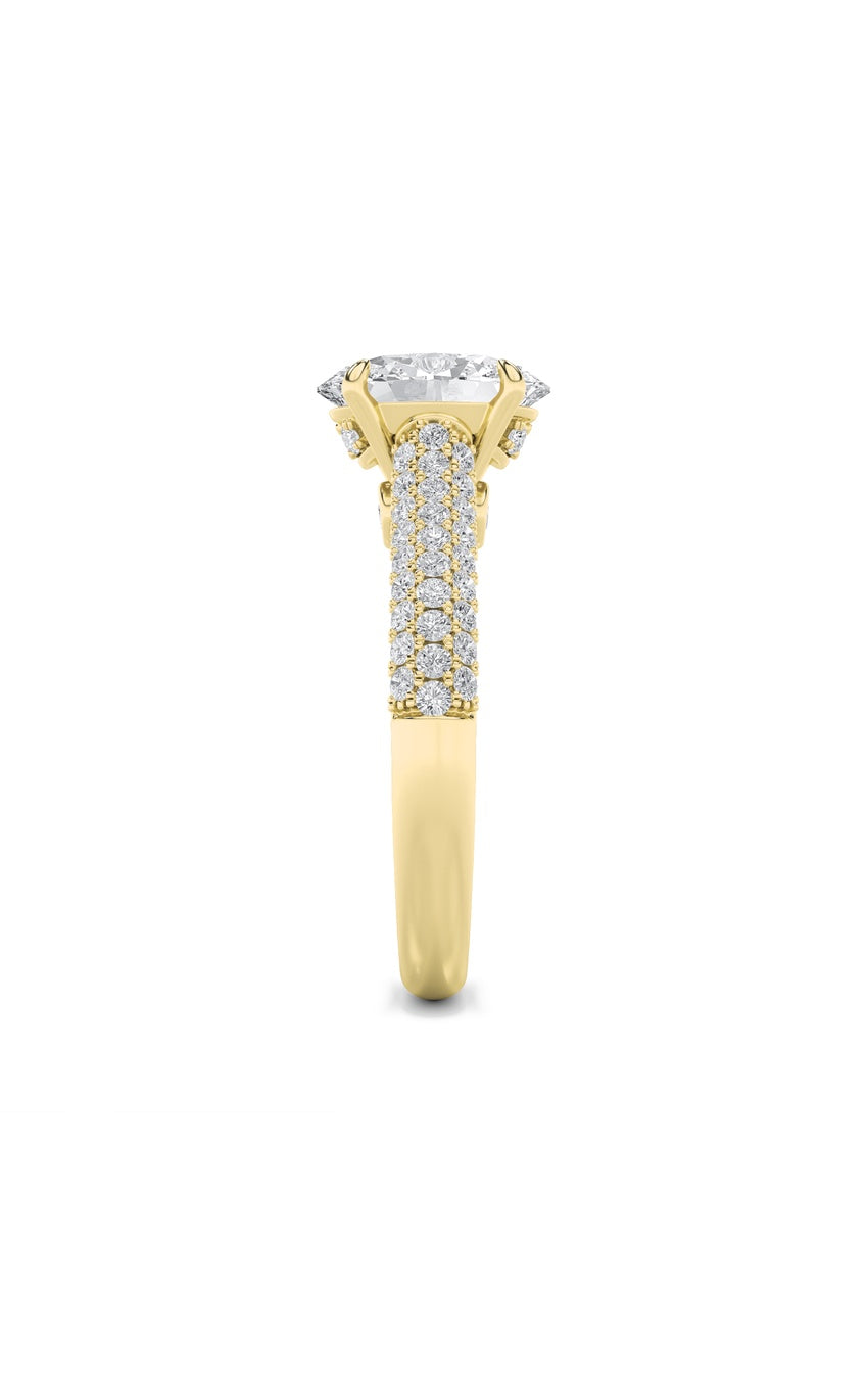 1.5Cttw Oval Shaped Lab Grown Diamond (F/VS) Hidden Halo Accented Engagement Ring in 14K Gold