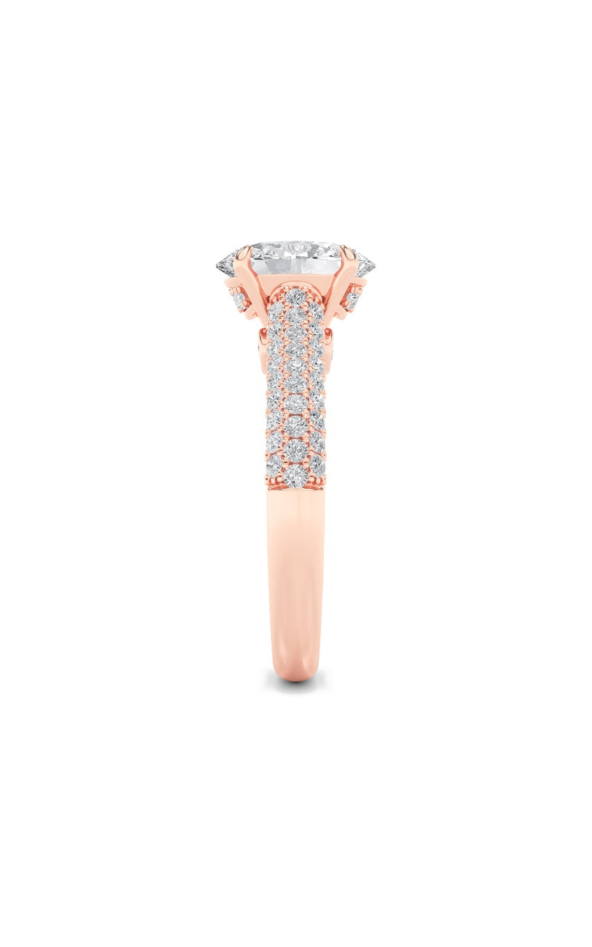 1.5Cttw Oval Shaped Lab Grown Diamond (F/VS) Hidden Halo Accented Engagement Ring in 14K Gold