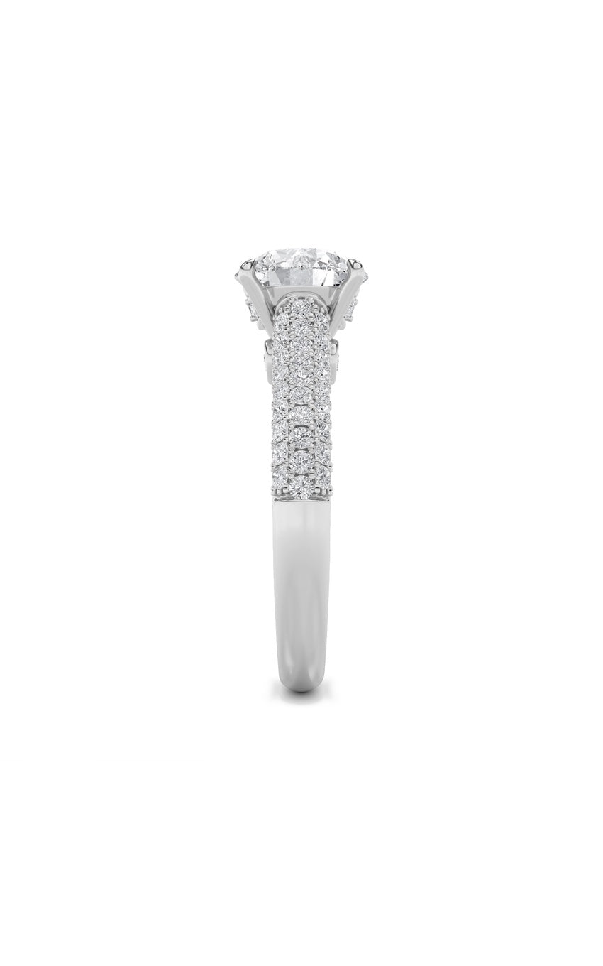 2.5Cttw Round Shaped Lab Grown Diamond (F/VS) Hidden Halo Accented Engagement Ring in 14K Gold
