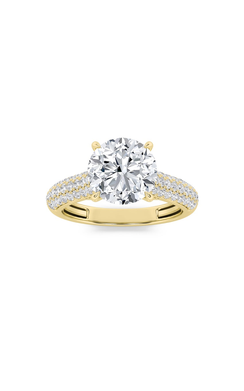 2.5Cttw Round Shaped Lab Grown Diamond (F/VS) Hidden Halo Accented Engagement Ring in 14K Gold