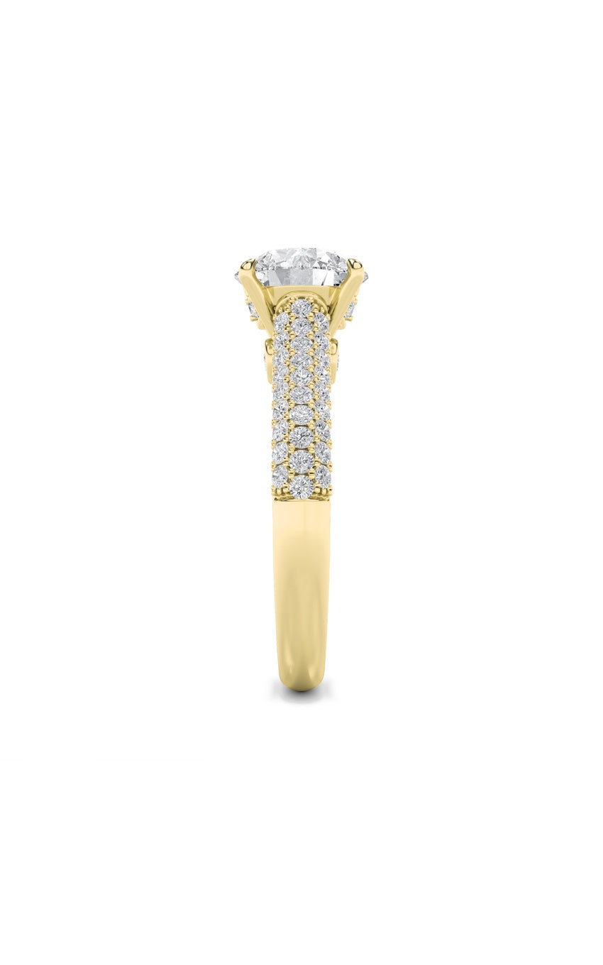 2.5Cttw Round Shaped Lab Grown Diamond (F/VS) Hidden Halo Accented Engagement Ring in 14K Gold