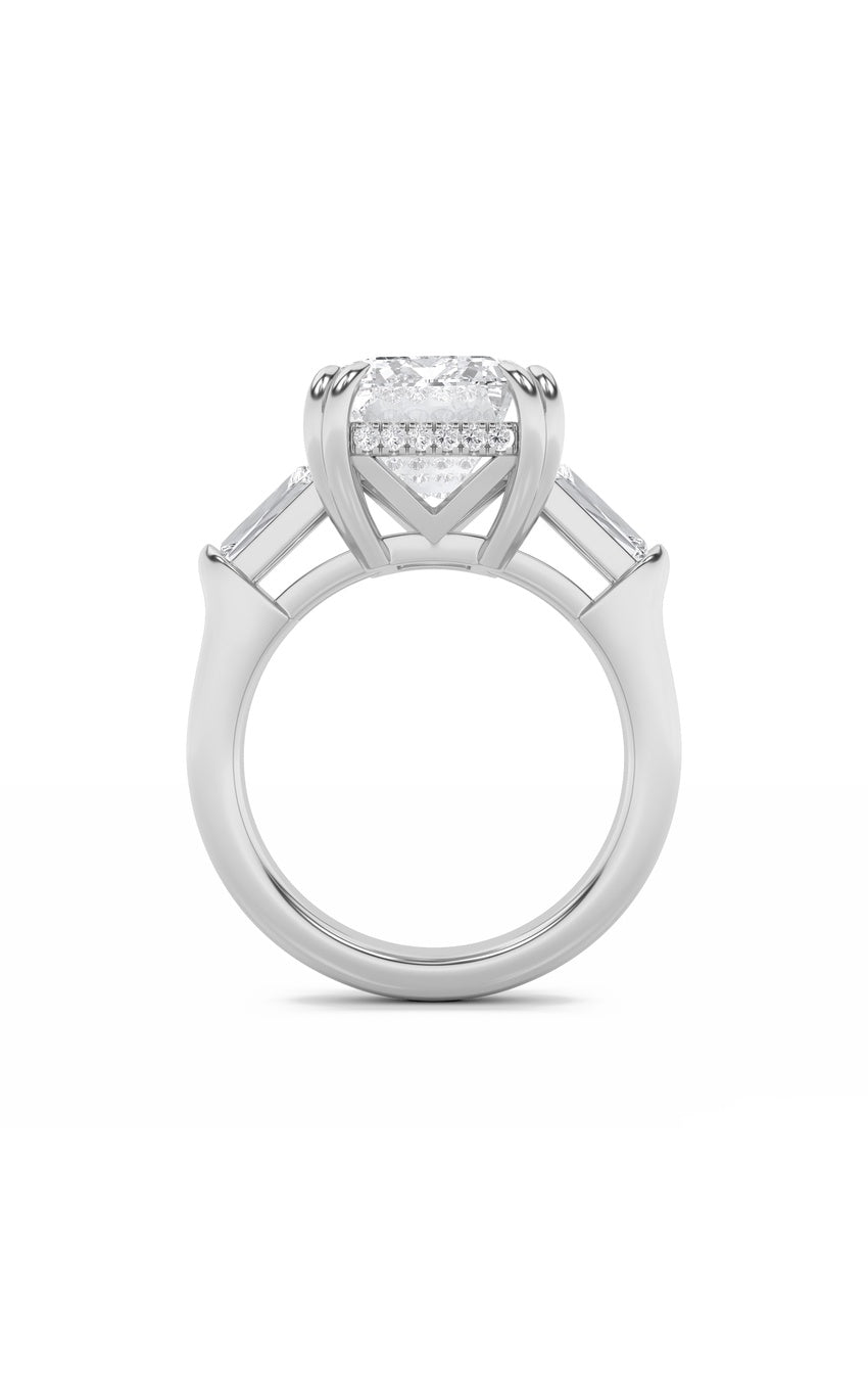 9Cttw Emerald Shaped Lab Grown Diamond (F/VS) Bold Statement Accented Ring in 14K Gold