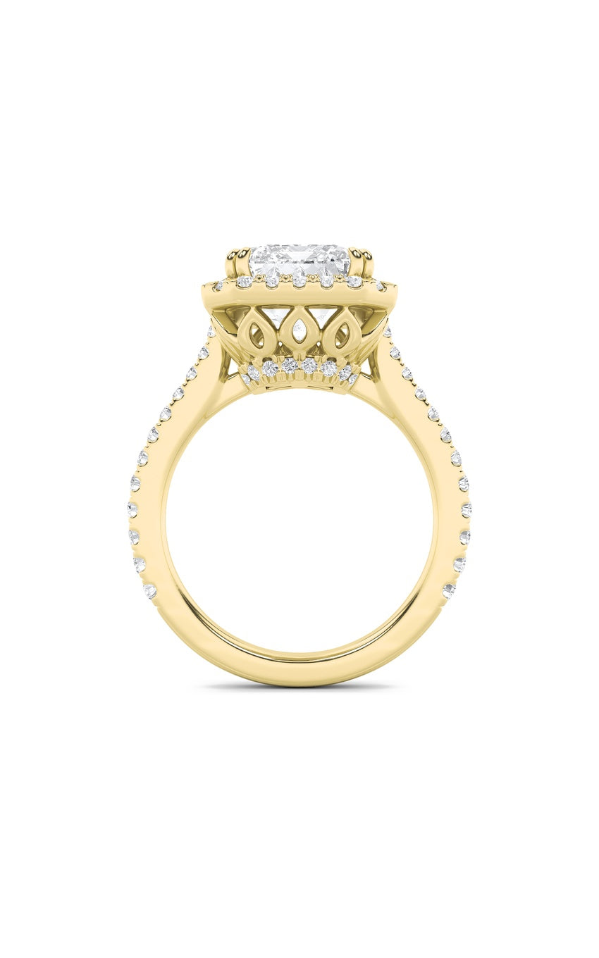 6Cttw Radiant Shaped Lab Grown Diamond (F/VS) Bold Accented Engagement Ring in 14K Gold