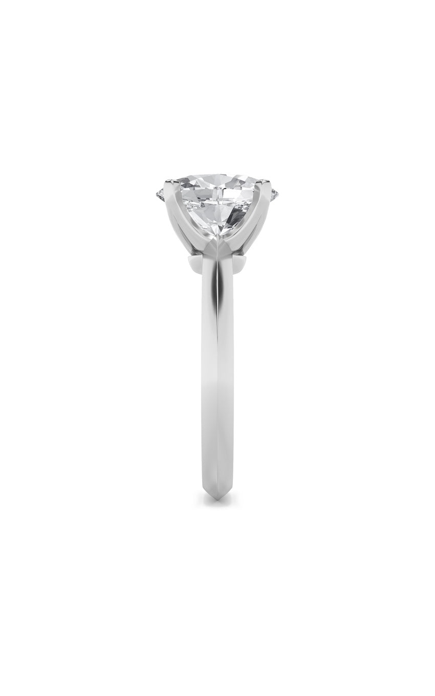 3Cttw Oval Shaped Lab Grown Diamond (F/VS) Knife Edge Shank Solitaire Engagement Ring in 14K Gold