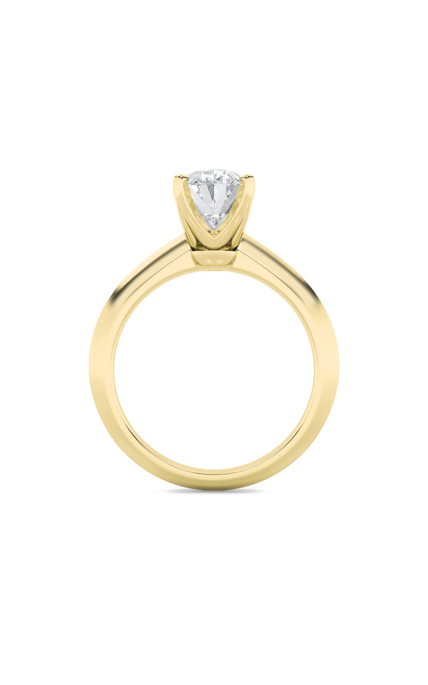 3Cttw Oval Shaped Lab Grown Diamond (F/VS) Knife Edge Shank Solitaire Engagement Ring in 14K Gold