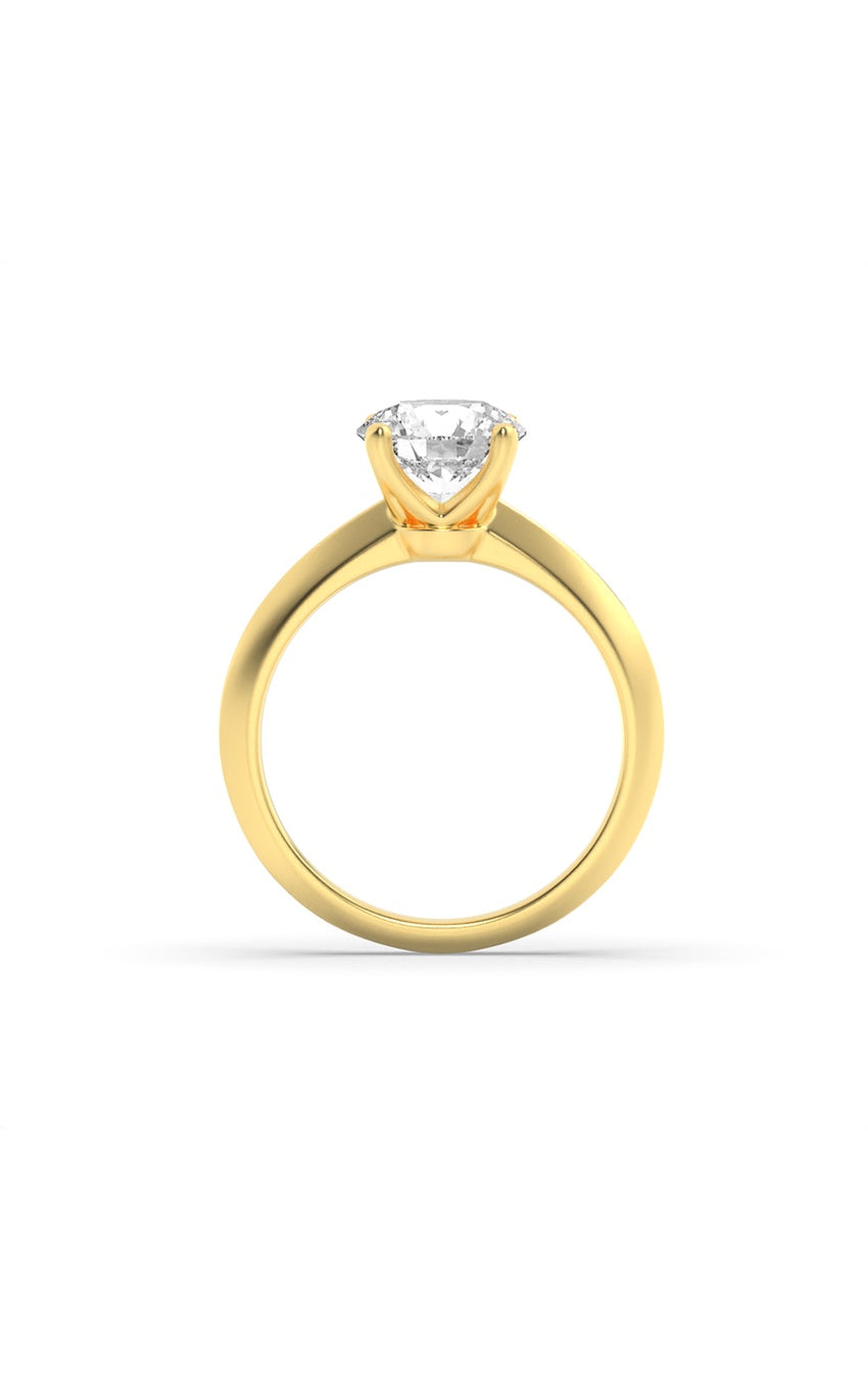 1Cttw Round Shaped Lab Grown Diamond (F/VS) Knife Edge Shank Solitaire Engagement Ring in 14K Gold