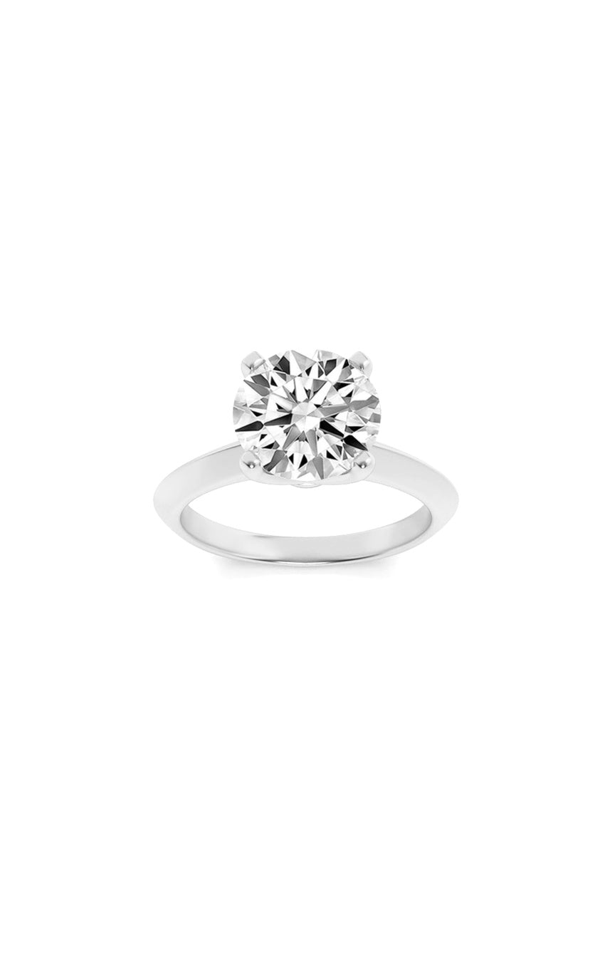 3Cttw Round Shaped Lab Grown Diamond (F/VS) KnifeEdge Shank Solitaire Engagement Ring in 14K Gold
