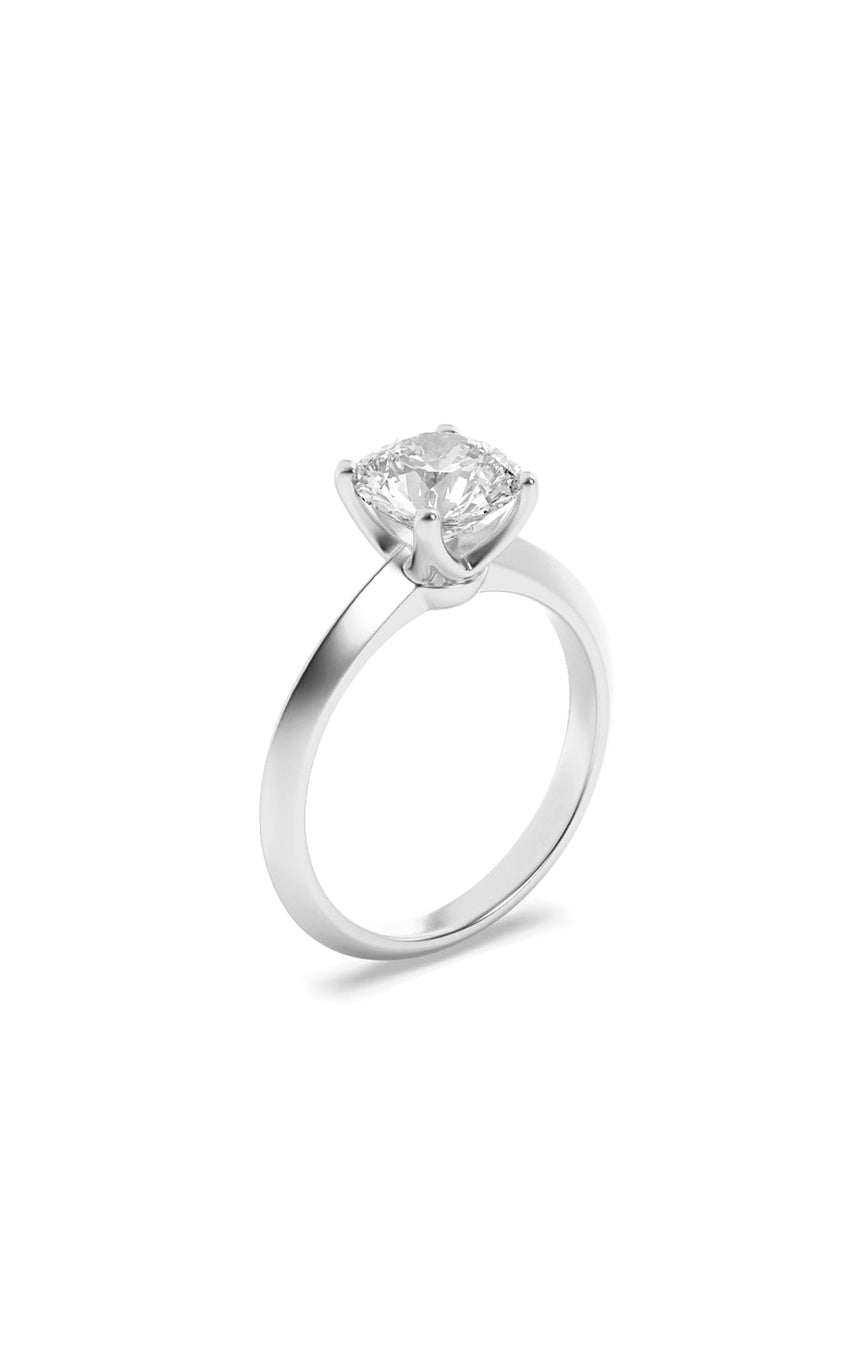 3Cttw Round Shaped Lab Grown Diamond (F/VS) KnifeEdge Shank Solitaire Engagement Ring in 14K Gold