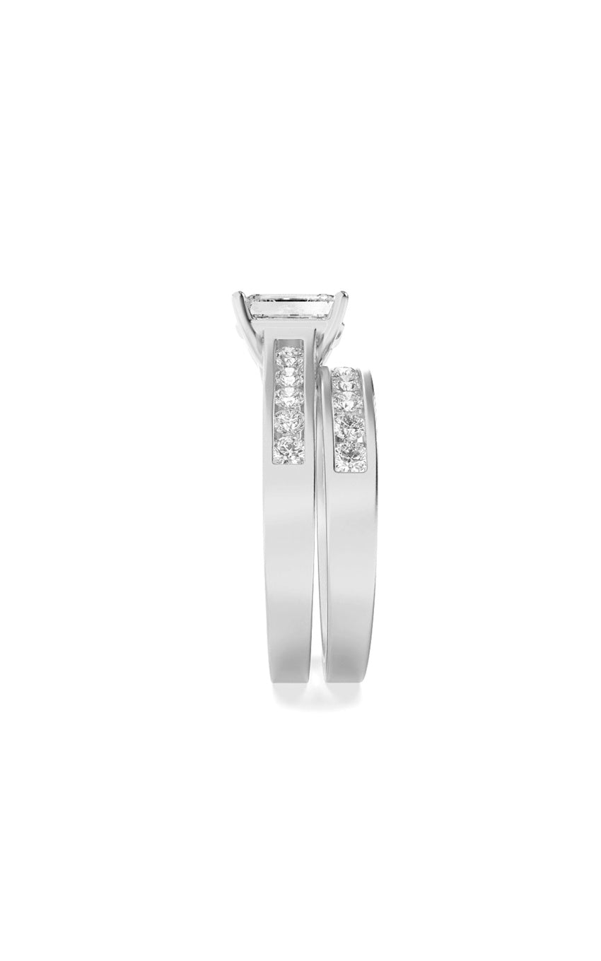2Cttw Emerald Shaped Lab Grown Diamond (F/VS) Channel Set Bridal Engagement Ring in 14K Gold