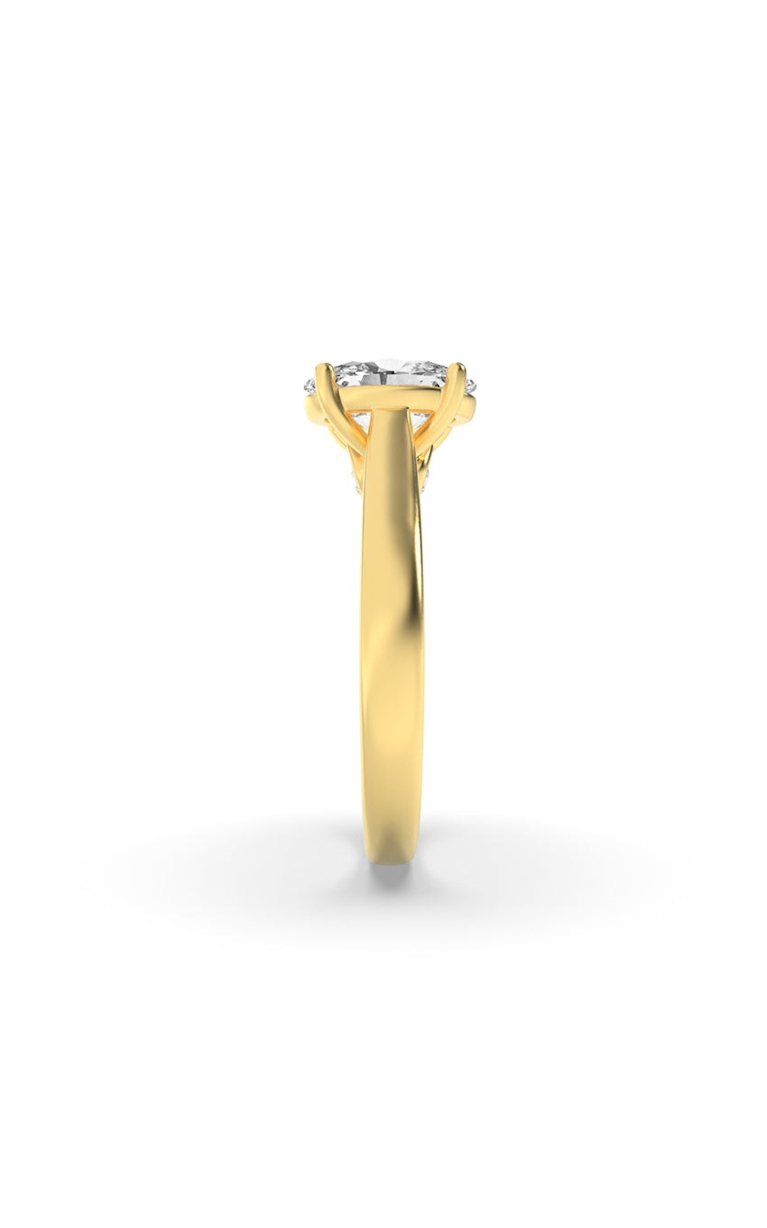 1.33Cttw Oval Shaped Lab Grown Diamond (F/VS) Accented Bridge Shank Engagement Ring in 14K Gold