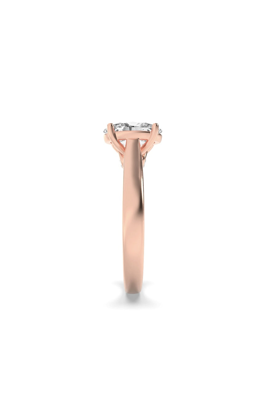 1.33Cttw Oval Shaped Lab Grown Diamond (F/VS) Accented Bridge Shank Engagement Ring in 14K Gold