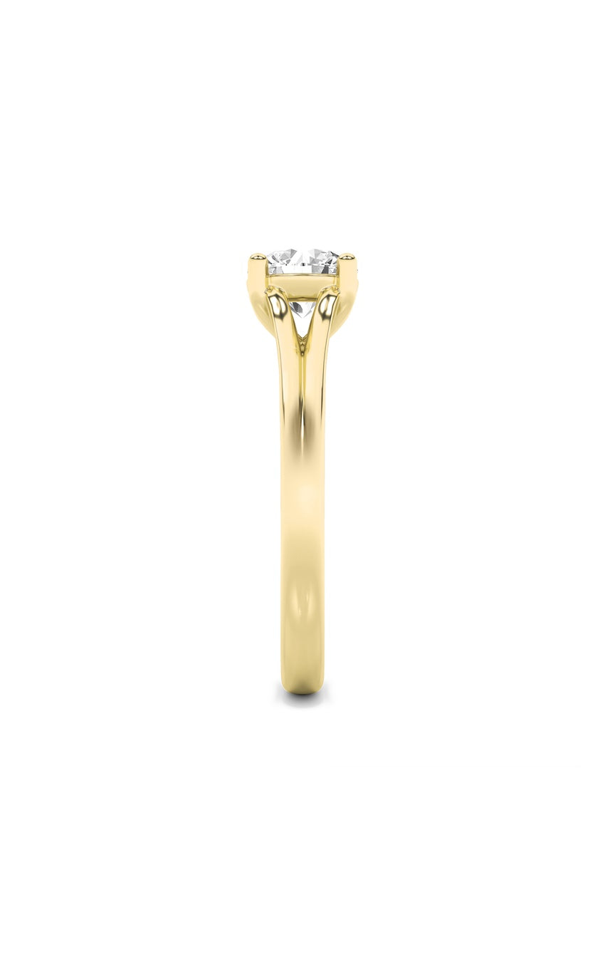1Cttw Round Shaped Lab Grown Diamond (F/VS) SplitShank Solitaire Engagement Ring in 14K Gold