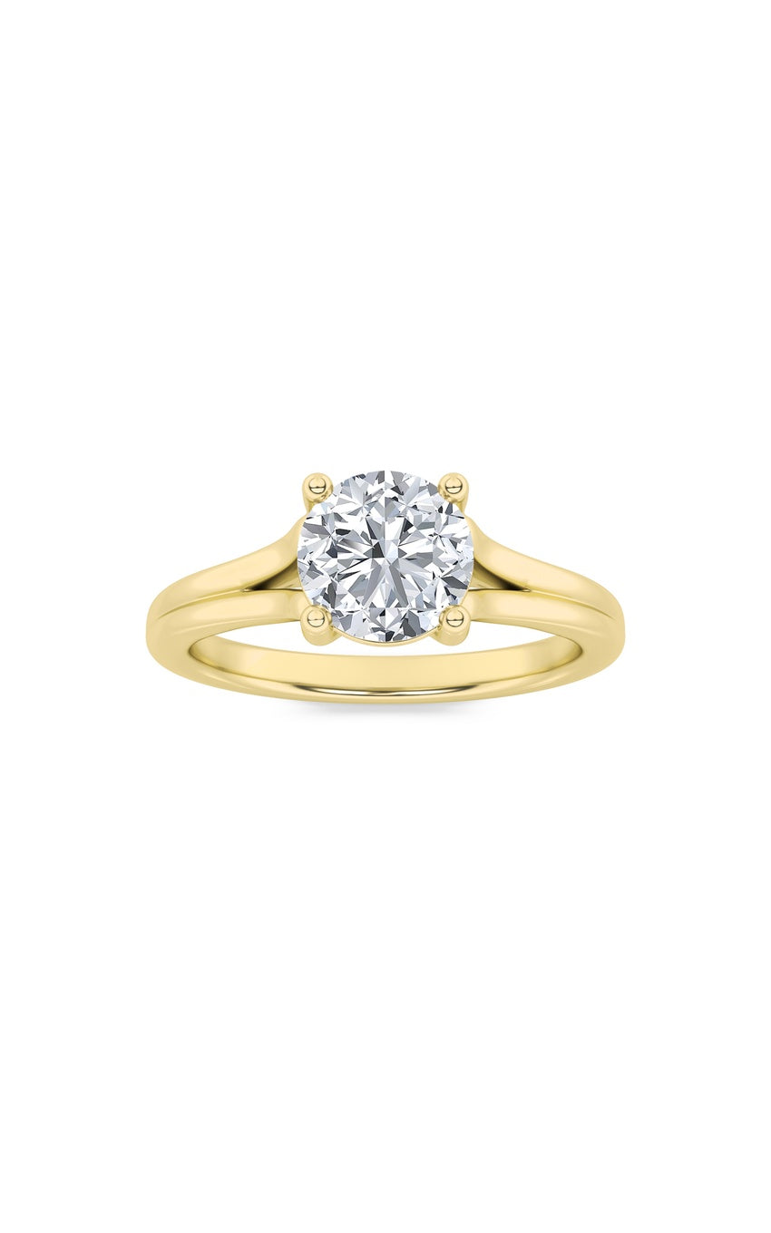 2Cttw Round Shaped Lab Grown Diamond (F/VS) SplitShank Solitaire Engagement Ring in 14K Gold