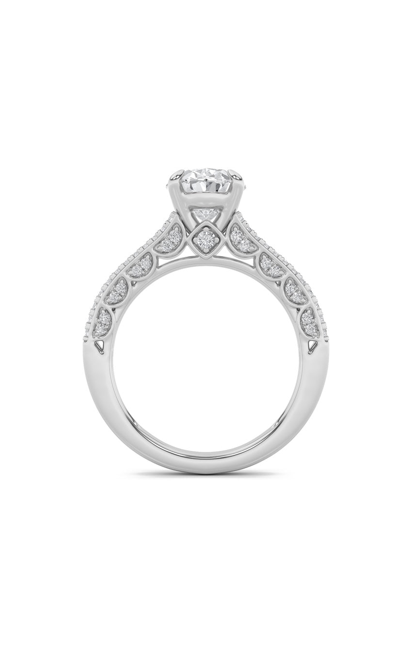 2Cttw Oval Shaped Lab Grown Diamond (F/VS) Split Shank Accented Engagement Ring in 14K Gold