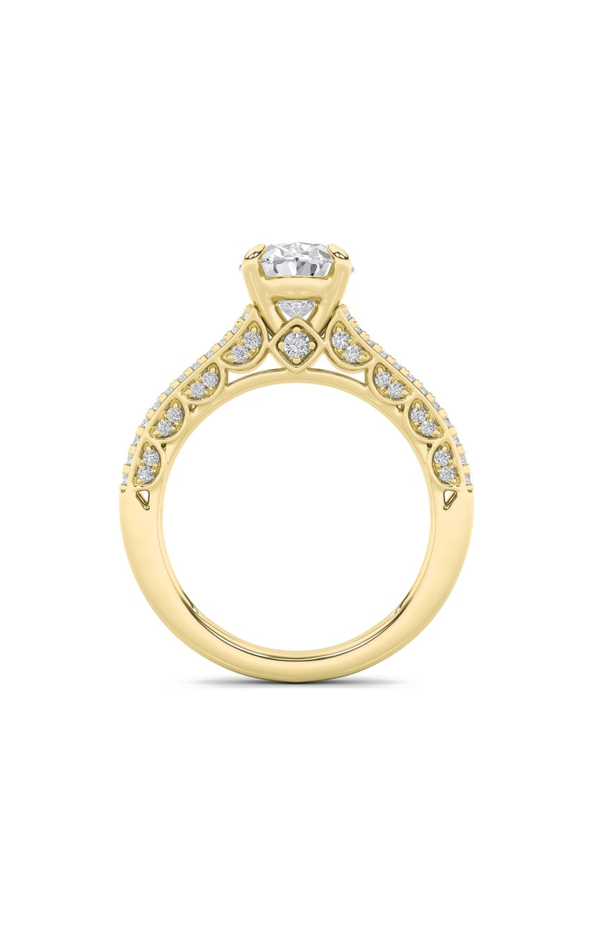 2Cttw Oval Shaped Lab Grown Diamond (F/VS) Split Shank Accented Engagement Ring in 14K Gold