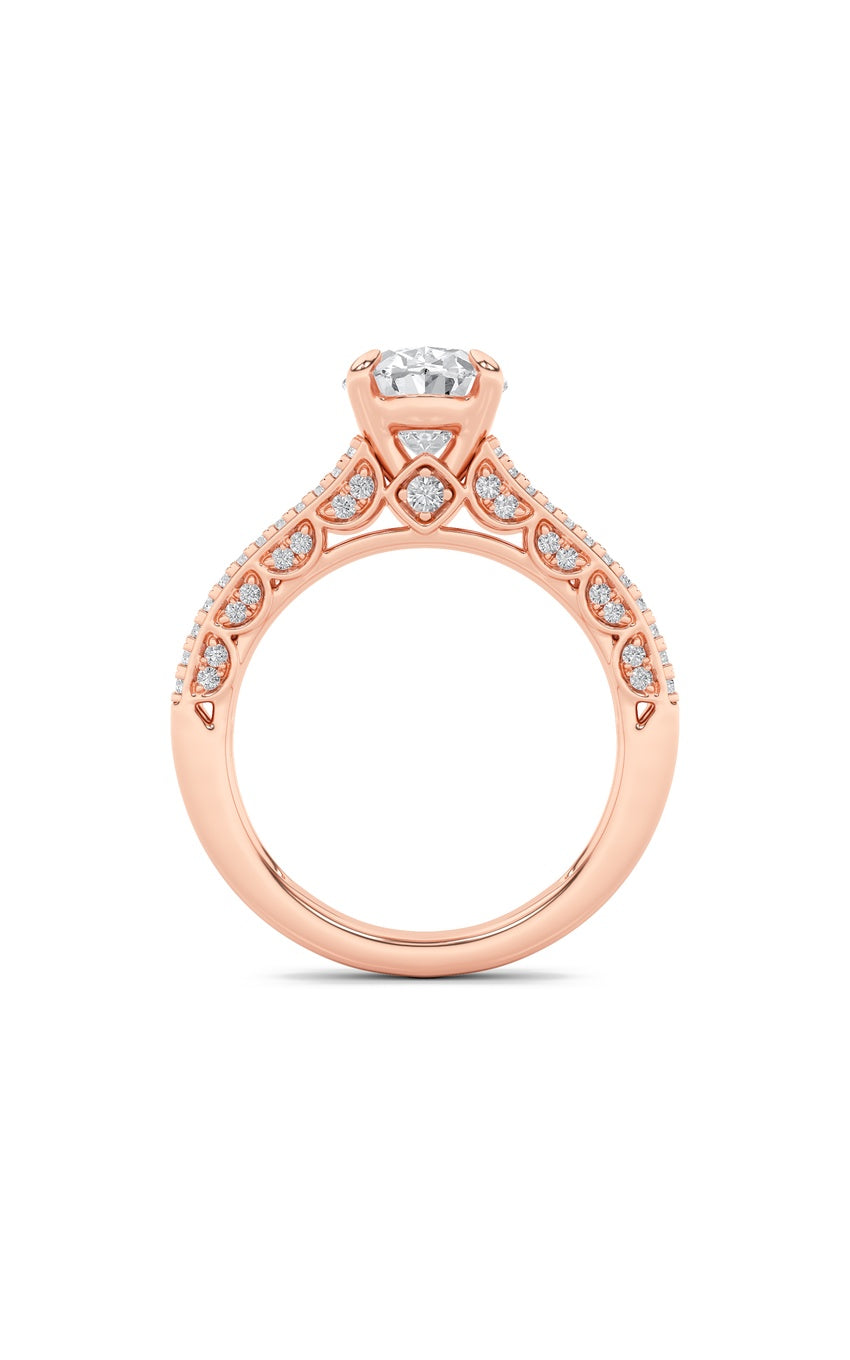 2Cttw Oval Shaped Lab Grown Diamond (F/VS) Split Shank Accented Engagement Ring in 14K Gold