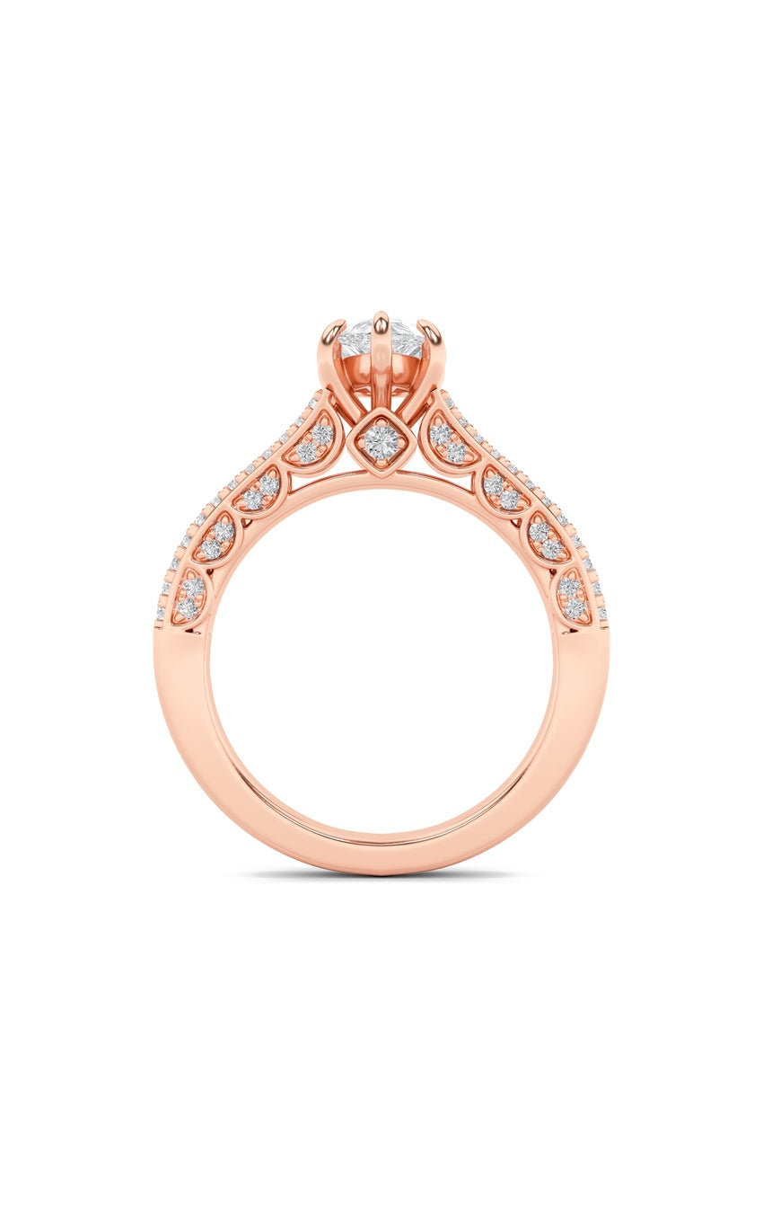 2Cttw Pear Shaped Lab Grown Diamond (F/VS) Split Shank Accented Engagement Ring in 14K Gold